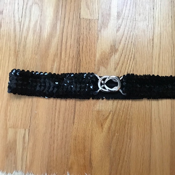 Stretchy Sequin Belt with silver-tone buckle - fits 28-46 inch waist - Picture 2 of 6